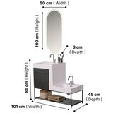 Hanah home Set kupaonskih ormarića s umivaonikom i ogledalom, 2 dijela, antracit boja Slike