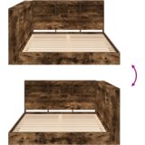  Krevetna polica s policom s uzglavljem s pohranom 2 pcs Dimljeni hrast 140 x 200 cm | shoptok.hr