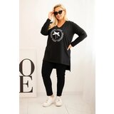 Kesi Women's blouse with a longer back and print black | Shoptok.si