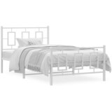  The Living Store Kovinski posteljni okvir z vzglavjem in vznožjem bel 100x200 cm - Posteljni Okvir, (21446499) | Shoptok.si