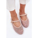 Boto Embellished Women's Ballerinas With Strap And Buckle Beige Avirae | Shoptok.si