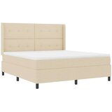  Postelja s pomičnim dnom in vzmetnico ter LED osvetlitvijo Krem 180x200 cm Tkanina, (22049169) | Shoptok.si