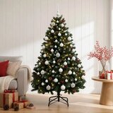  Umjetno božićno drvce zeleno s kuglicom 150 cm 150 LED lampica - Zelena s mraženim vrhovima Ø 80 x 150 cm s 150 LED dioda i bije | shoptok.hr