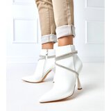 Gemre White stiletto ankle boots adorned with rhinestones Fantagaro | Shoptok.si