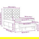 vidaXL Vzmetnica za posteljo z vzmetnico in klupo temno siva 140x190 cm tkanina, (22083215) | Shoptok.si