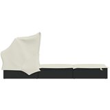 LEŽAJ za sunčanje sklopivi krov crni 213 x 63 x 97 cm poliratan Crna | Shoptok.si