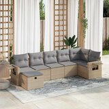 Maison Chic Seti vrtnega pohištva - Vrtna garnitura - Vrtni pohištvo set 7-delna z blazinami bež poli ratan, (21801046) | Shoptok.si