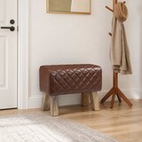  Klupa 60 x 30 x 45 cm Prava koža Smeđa dijamantna | shoptok.hr