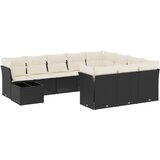  11-dijelni set vrtnih sofa od poliratana s jastucima crni Crna | Shoptok.si