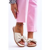 EVENTO PE1 Women's Leather Slippers With Bow White Becky | Shoptok.si