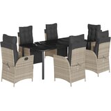  7-dijelni vrtni blagovaonski set od poliratana s jastucima sivi Siva Dužina stola 200 cm | shoptok.hr