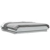 vidaXL Posteljni okvir z LED lučkami bel 150x200 cm inženirski les | Shoptok.si