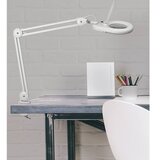 Maul LED-svetilka s povečevalnim steklom viso, dolžina ročice 410 mm, z mizno spojko, bela | Shoptok.si