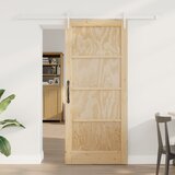 vidaXL Drsna vrata s kompletom strojne opreme 78x202 cm Trden les bor, Notranja vrata 'ORKDAL'78x202x4 cm Trden les bor Cene