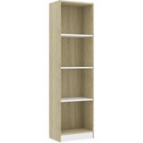  The Living Store Knjižna omara 4-nadstropna bela in sonoma hrast 40x24x142 cm - Knjižna Omarica, (21453536) | Shoptok.si