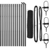 vidaXL heksagonalna ograda siva 0,4x25 m čelik, stupovi ograde 13 kom sivi Ø32 mm 80 cm pocinčani čelik | shoptok.hr