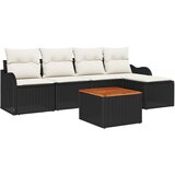 vidaXL Set Vrtnih Sofa od 6 Komada s Jastučićima Crni Poli Ratan Akacija, Vrtna Sofa za Dvoje s Jastučićima Crna Poli Ratan Cijene