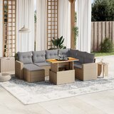 Maison Chic Seti vrtnega pohištva - Vrtna garnitura - Vrtni pohištvo set 8-delna z blazinami bež poli ratan, (21800483) | Shoptok.si