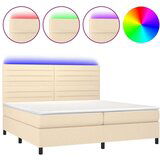  Box spring s madracem LED krem 200x200 cm od tkanine | shoptok.hr