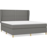 vidaXL Box spring postelja z vzmetnico temno siva 160x200 cm blago, (20899731) Cene