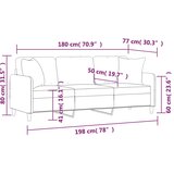  Trosjed s ukrasnim jastucima smeđesivi 180 cm od tkanine | shoptok.hr