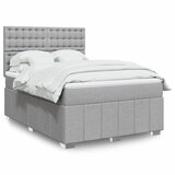 vidaXL Box spring posteljni z vzmetnico svetlo siv 140x190 cm blago | Shoptok.si