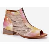 Maciejka Ladies Leather Ankle Boots On Flat Heel With Open Toes Pink-Orange | Shoptok.si