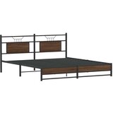 Metalni Kovinski posteljni okvir brez vzmetnice rjavi hrast 180x200 cm, (21829369) | Shoptok.si