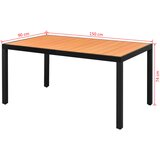  Vrtni stol smeđi 150 x 90 x 74 cm aluminijum i WPC | Eponuda.ba