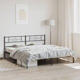  Metalni okvir za krevet s uzglavljem crni 180x200 cm | shoptok.hr