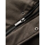 Ombre Men's long warm parka jacket with wool - dark grey melange | Shoptok.si