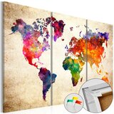  Slika na plutenoj podlozi - Corkboard Map in Watercolor 60x40 | shoptok.hr