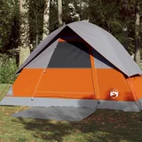 vidaXL Šotor za kampiranje za 3 osebe siv in oranžen vodoodporen