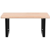  Zidna polica za umivaonik od čelika i masivne hrastovine Smeđa 60 x 60 x 2.5 cm | shoptok.hr