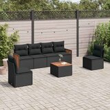  7-dijelni set vrtnih sofa od poliratana s jastucima crni | shoptok.hr