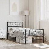 vidaXL Metalni okvir kreveta uzglavlje i podnožje crni 90 x 200 cm Cijene