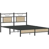  Posteljni okvir brez vzmetnice hrast 150x200 cm inženirski les, (21829132) | Shoptok.si