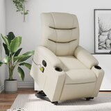 Maison Chic masažni naslanjač - Relax naslanjač s funkcijo vstajanja krem umetno usnje, (22061962) | Shoptok.si