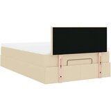 vidaXL Otomanski posteljni okvir z vzmetnico krem 120x200 cm blago | Shoptok.si