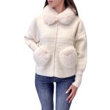 Ayfee Plašči GIACCA COLLO PELLICCIA CAM25275 Bela Cene