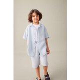 Defacto Boy's Oversize Fit Polo Neck Muslin Short Sleeve Shirt Cene