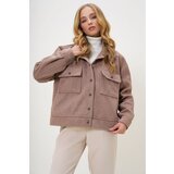 Trend Alaçatı Stili Women's Milk Coffee Lined Double Pocket Cashmere Jacket | shoptok.hr