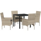 vidaXL 5 Djelni vrtni set za objedovanje s jastučićima Svijetlo siva poliratna, Vrtni stol Crni 80x80x73 cm Temperirano staklo Cijene