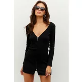 Cool & Sexy Women's Black Zippered Camisole Mini Dress