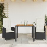vidaXL Vrtna bistro garnitura 3-delna z blazinami črn poli ratan Cene