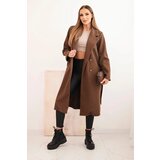 Kesi Włoski Women's suede coat tied at the waist brown | Shoptok.si