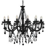 x Luster s perlama crni 12 žarulja E14 | shoptok.hr