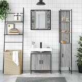 vidaXL Komplet kopalniških omaric 3-delni siva sonoma inženirski les | Shoptok.si
