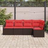  Sjedeća garnitura za vrt 5 kom. Smeđa i crvena poliratan 232 x 122 x 85 cm | shoptok.hr