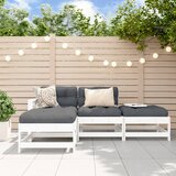 Maison Chic Seti vrtnega pohištva - Vrtna garnitura - Vrtni pohištvo set 4-delna z blazinami bela trdna borovina, (21810395) | Shoptok.si